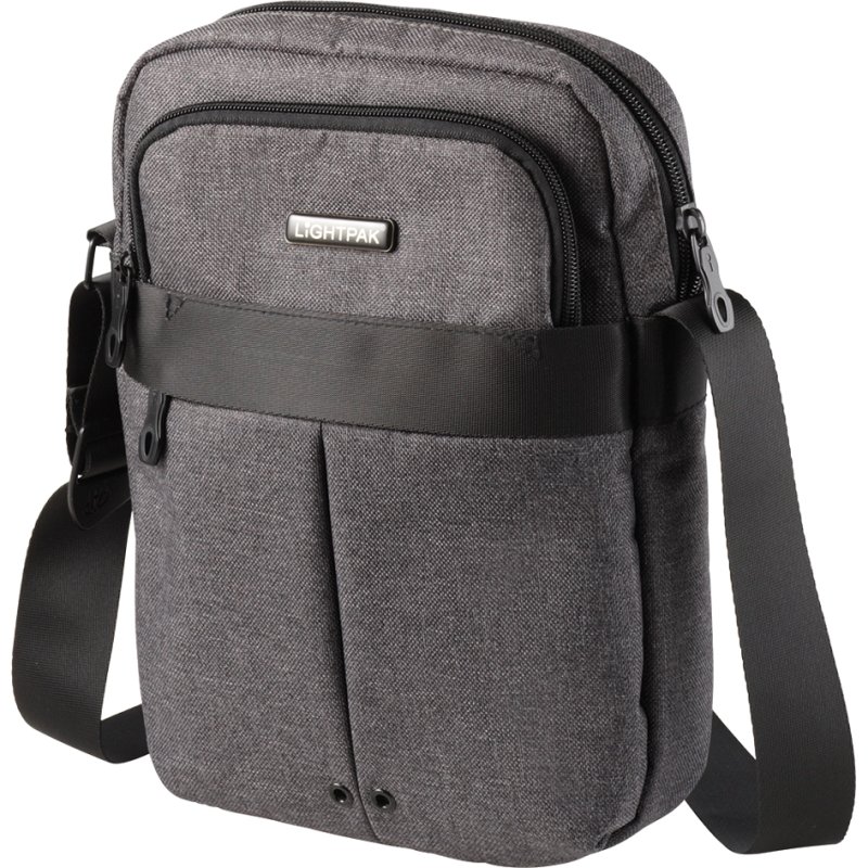 Schoudertas Epsilon, grijs, polyester, gepolsterd tabletvak